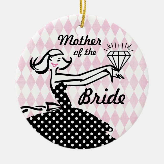 Retro förlovad prydnad för minnessak II Julgransprydnad Keramik (Framsidan)