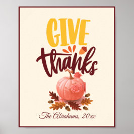 Retro-formaterad Ge-Thanksgiving tack Pumpkin Poster