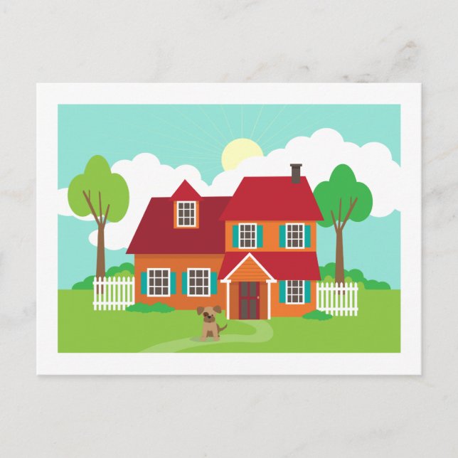 Retro förortshus Nytt hem adressändring Meddelande Vykort (Framsida)