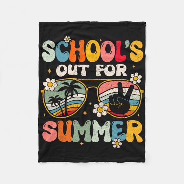 Retro förra skoldagen är ute för sommarlärare fleecefilt (Framsidan)