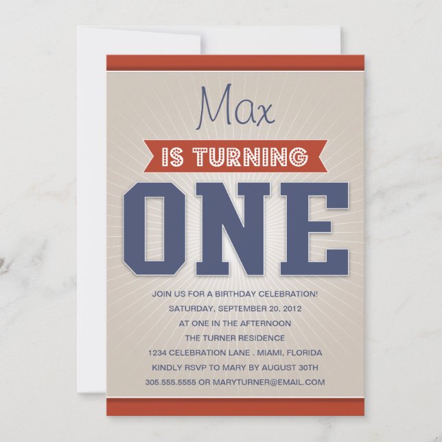 RETRO FÖRSTA FÖDELSEDAGINBJUDAN FÖR FÖDELSEDAG INBJUDNINGAR (Framsida)