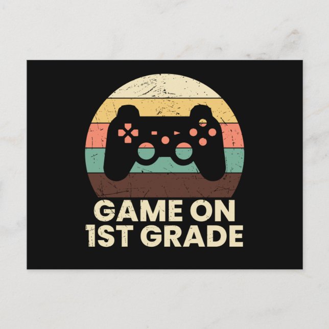 Retro Första Klass Spelare Tillbaka Till Skolan Ba Vykort (Framsida)