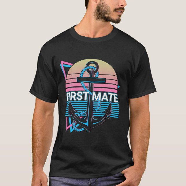 Retro Förste styrman båtliv T Shirt (Framsida)