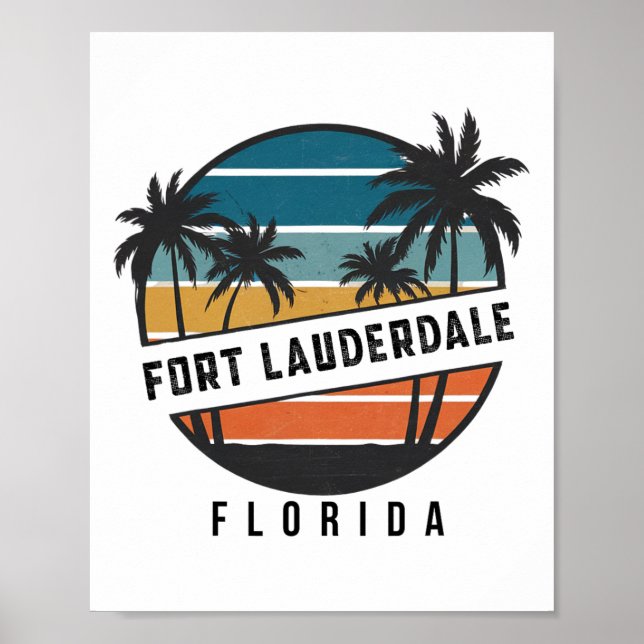 Retro Fort Lauderdale Beach Florida Surfbräda Surf Poster (Framsidan)