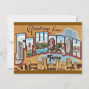 Retro Fort Worth TX Hälsning Vykort