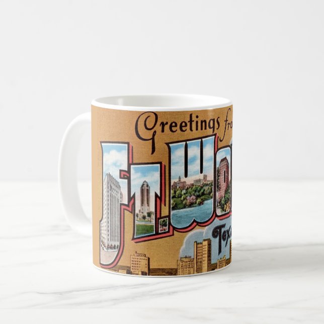 Retro Fort Worth TX  Kaffemugg (Framsida vänster)