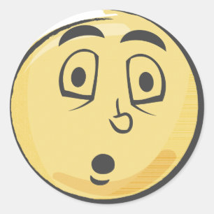 Retro förvånada Emoji Runt Klistermärke