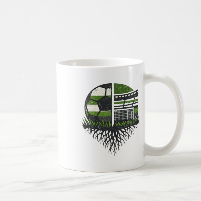 Retro fotboll Ll Stadium Natur Design  Kaffemugg (Höger)