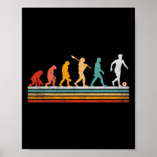Retro fotbollsutveckling present för spelare kvinn poster