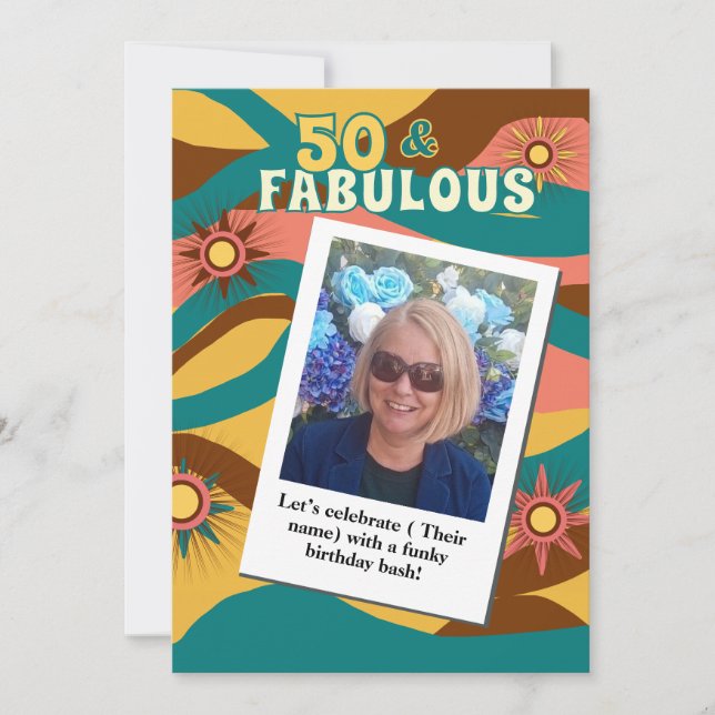 Retro-foto 50-årsdagen 1970-talet stil inbjudningar (Framsida)