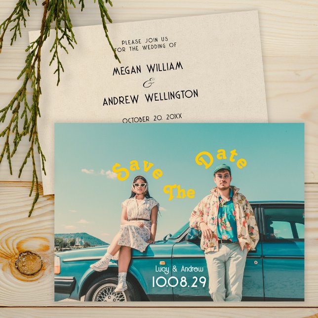 Retro-foto bröllop spara datum datumet (Skapare uppladdad)