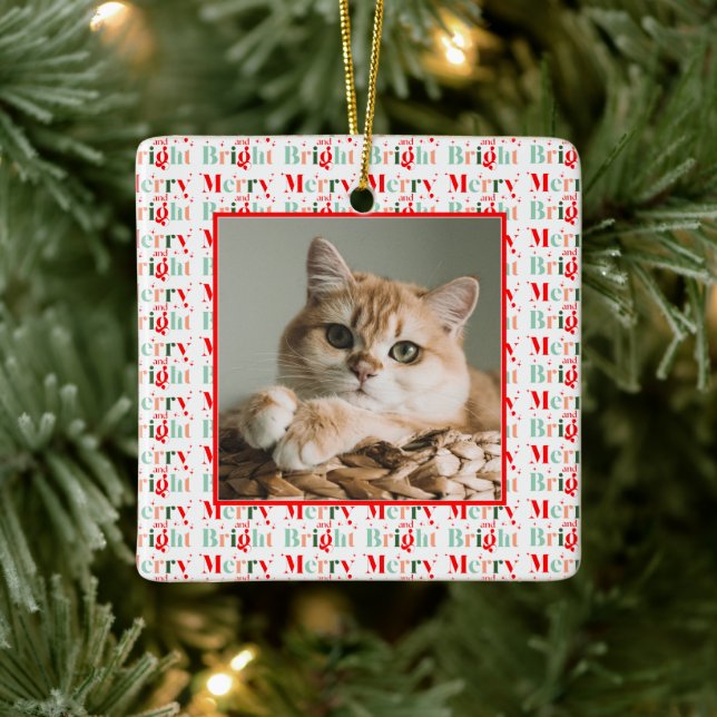 Retro Foto Röd Rosa Glädjerik Jul Julgransprydnad Keramik (Träd)