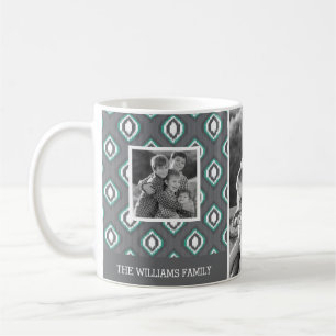 Retro foto & text för familj för Ikat stam- Kaffemugg