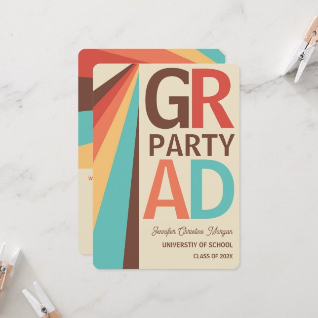 Retro fotogradueringsfest inbjudan (Fram/Back In Situ)