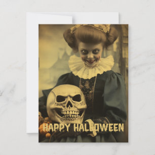 Retro fotografering Halloween söt dålig häxa flick Vykort