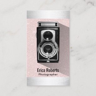 Retro fotografi för rosor för fotografkamerarodn visitkort