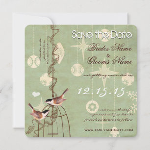 Retro fotoholiday BirdCage Bröllop Spara datum Datumet