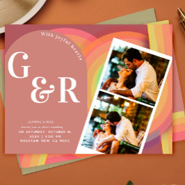 Retro-fotoinbjudan till 70-talet Rand bröllop Spara Datumet