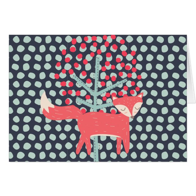 Retro Fox Hälsningskort (Framsidan Horizontal)