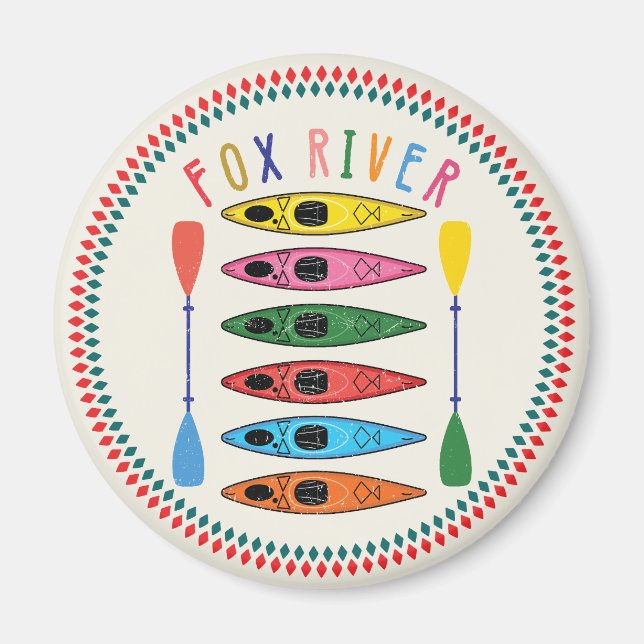 Retro Fox River Kayaking Magnet (Framsidan)