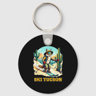 Retro Fox Skiing in Tucson Desert Äventyr Ski Ar Nyckelring