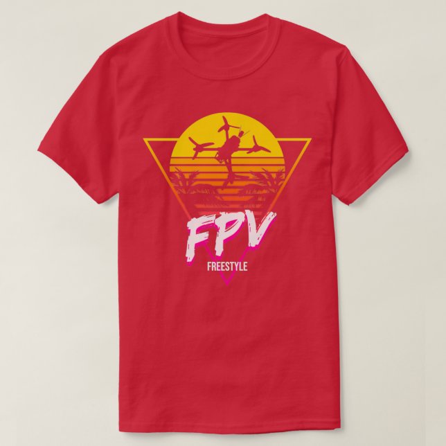 Retro FPV Freestyle Drone Pilot T Shirt (Design framsida)
