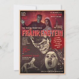 Retro Frankenstein Vintage Skräck Halloween-fest Inbjudningar