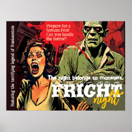Retro Frankenstein Vintage Skräck Halloween Fest Poster
