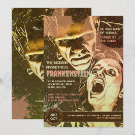 Retro Frankenstein Vintage Skräck Inbjudningar