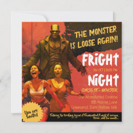 Retro Frankenstein Vuxen Horror Fright Natt Inbjudningar