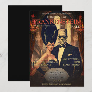 Retro Frankensteins brud Vintage skräck Halloween Inbjudningar