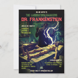 Retro Frankensteins laboratorium vaknar Halloween Inbjudningar