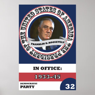 Retro Franklin D. Roosevelt presidents- historia Poster