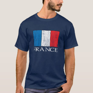 Retro frankrikeflaggat-skjorta tee shirt