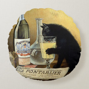 Retro fransk affisch "absintheborgare ", rund kudde