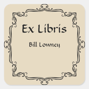 Retro fransk bokägarmärke för klassiker fyrkantigt klistermärke