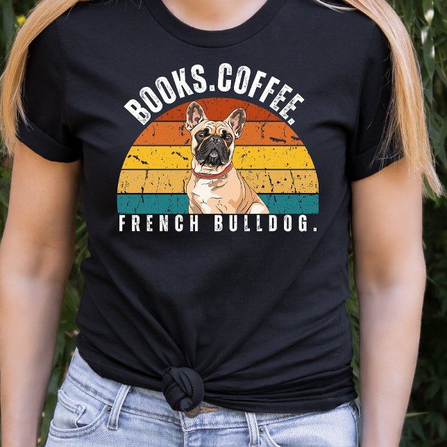 Retro Fransk Bulldog Bokar Coffee T-Shirt (Skapare uppladdad)