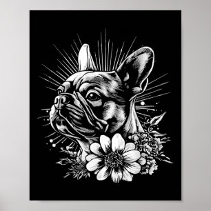 Retro Fransk Bulldog Hund älskare Tattoo Stil _1 Poster
