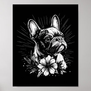 Retro Fransk Bulldog Hund älskare Tattoo Stil Poster