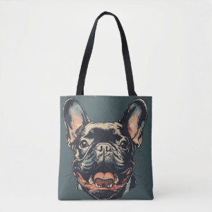 Retro fransk bulldog-totebag tygkasse