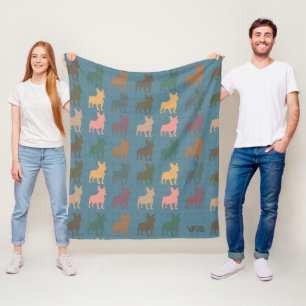 Retro fransk bulldoggfilt Vintage som present Fleecefilt