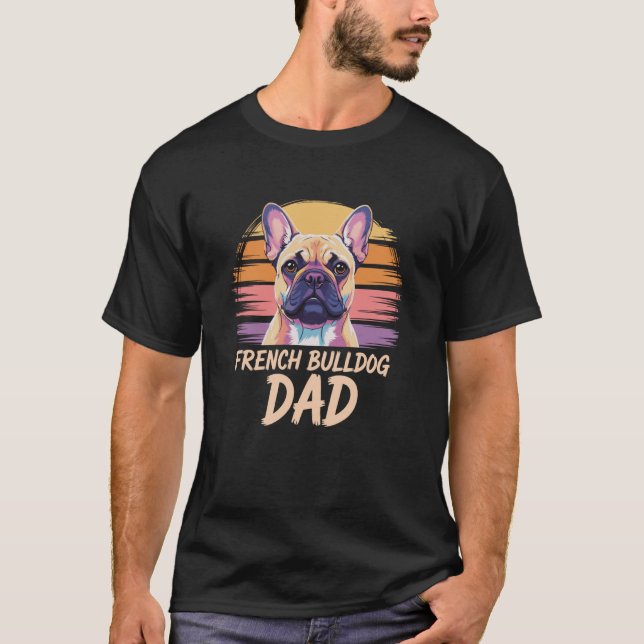 Retro fransk bulldoggspappa Frenchie T Shirt (Framsida)
