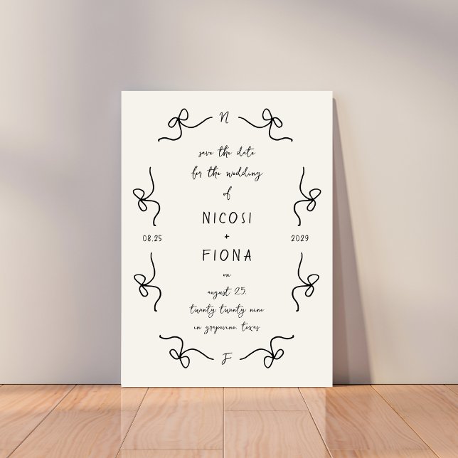 Retro Fransk Lekfull Bågram Slöjd Bröllop Handstil Spara Datumet (Skapare uppladdad)