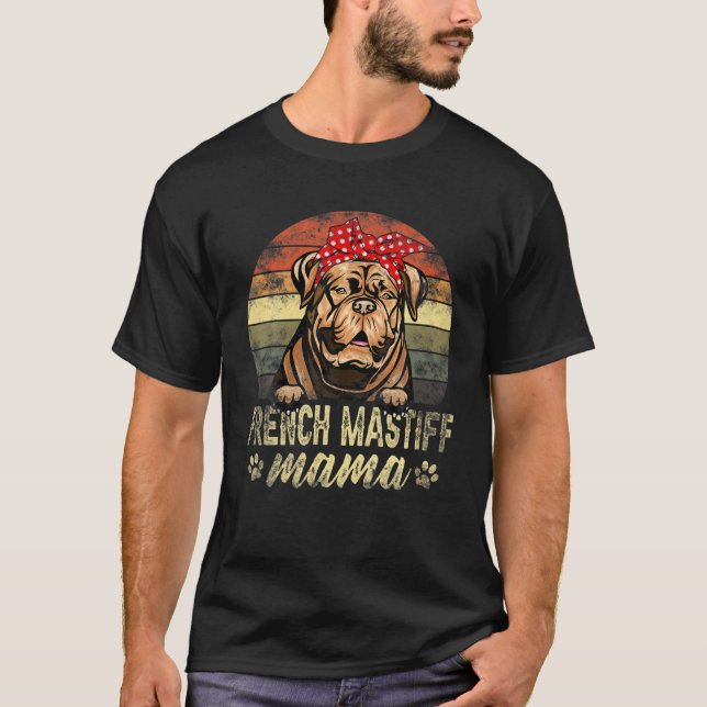 Retro Fransk Mastiff Mamma Dogue De Bordeaux Mamma T Shirt (Framsida)