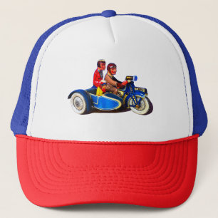 RETRO FRANSK MOTOROCYCLE + SIDECAR-TRUCKERKEPS KEPS