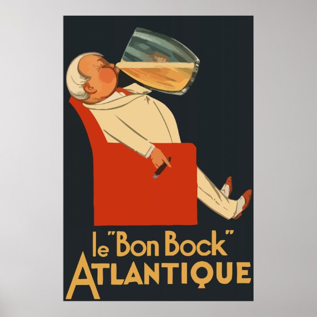 Retro Fransk-öl och Le Bon Bock Poster (Framsidan)