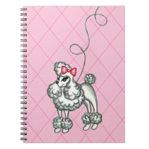 Retro Fransk Rosa Pudel Skolklass Anteckningsbok