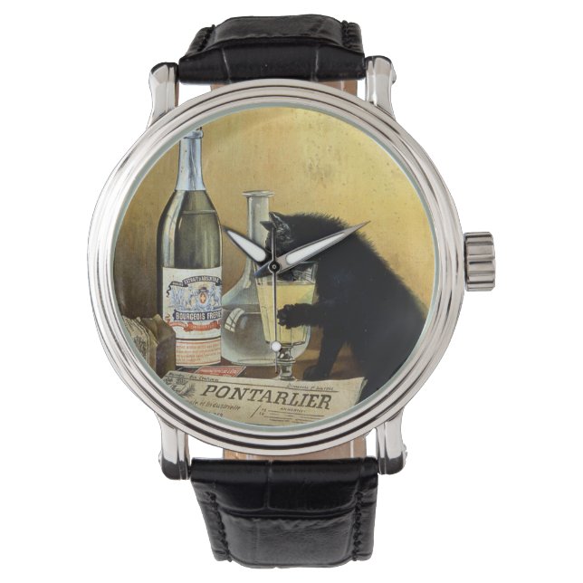 Retro-fransken poster "absinthe bourgeois" armbandsur (Framsida)