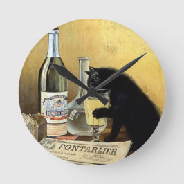 Retro-fransken poster "absinthe bourgeois" rund klocka