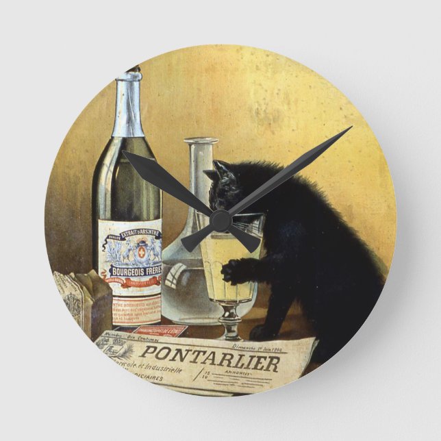 Retro-fransken poster "absinthe bourgeois" rund klocka (Framsida)